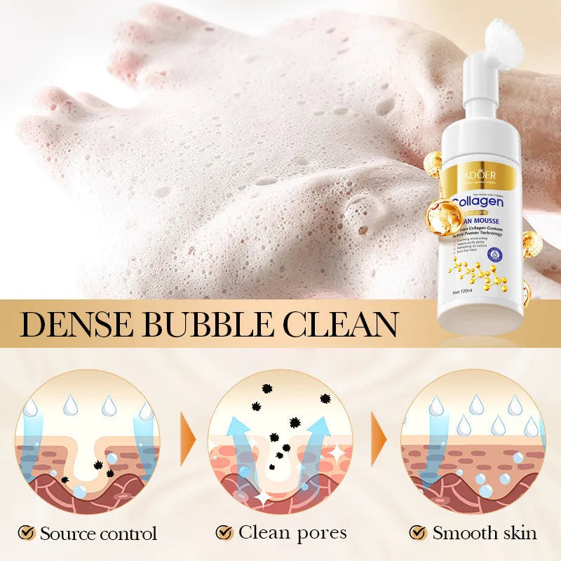 SADOER Collagen Facial Cleanser for Anti Wrinkle Deep Cleaning Mousse Nourishing Moisture Skin Care 120ml