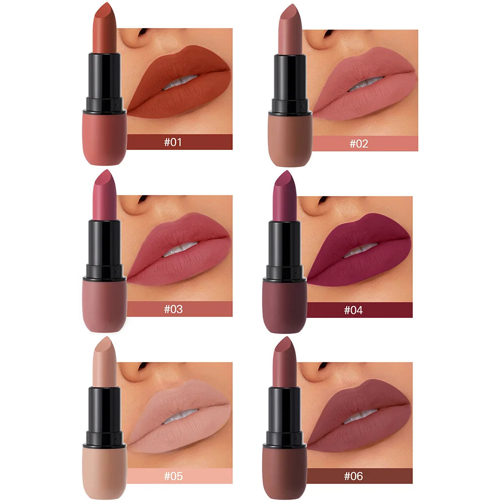 Ladies' Christmas Makeup Set, 6 Lipstick and Makeup Bag, Durable and Easy to Apply Designed for Ladies and Girls