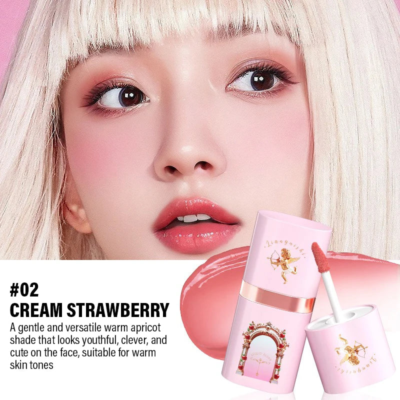 Cherry Red Liquid Blush Stick Creamy Cheek Tint Silky Matte Finish Longwear Hydration Brighten Contour Makeup Cosmetics