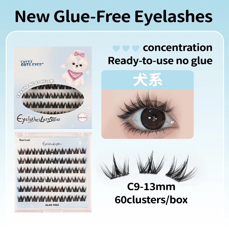 New Self-Adhesive Eyelashes No Glue Fake Lashes Extensions Reusable Eyelashes Glue-free False Eyelashes DIY Individual Lashes Ma