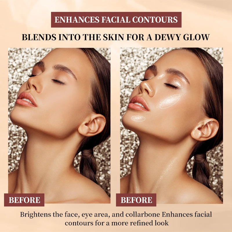1PC highlighter,naturally shiny and glossy, smooth and easy to apply,non greasy and non smudging,creating a perfect makeup look