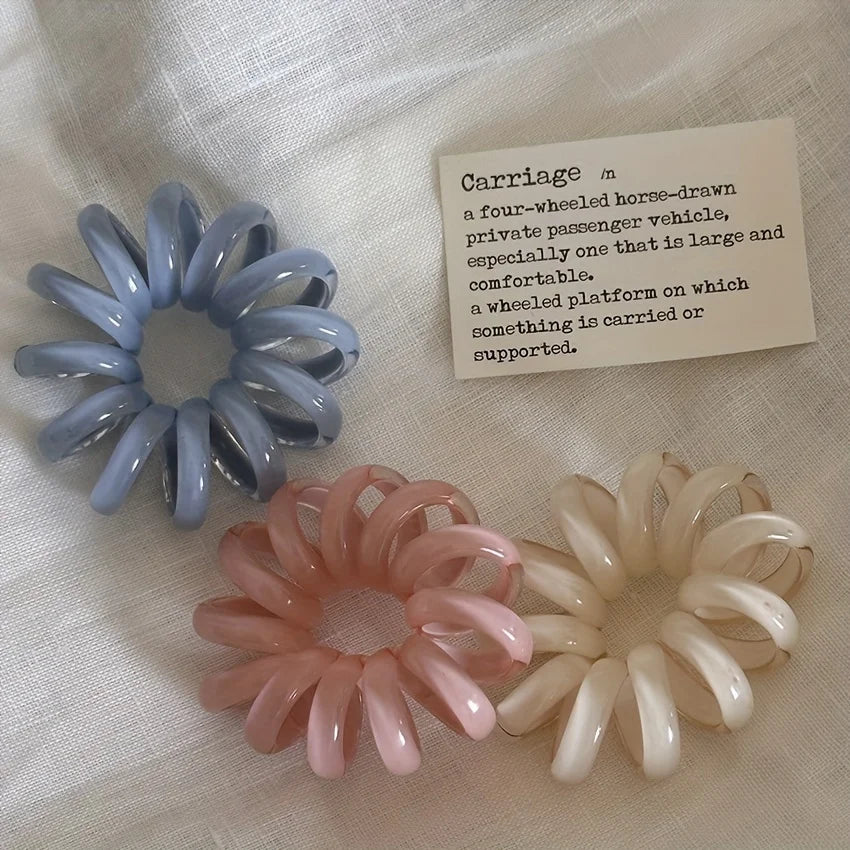3pcs Elegant Spiral Hair Scrunchies - High Elasticity, Stylish Phone Cord Headbands, Perfect for Spring & Summer