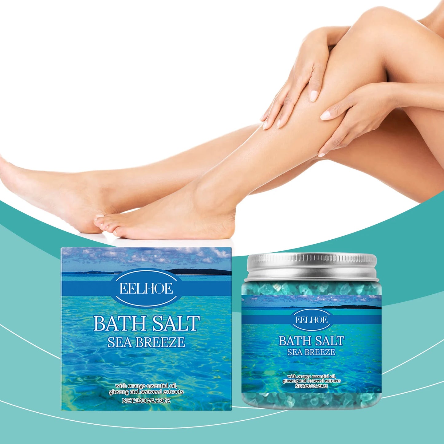 EELHOE Bath Sea Salt Gently Cleanses and Smooths the Skin, Moisturizing and Refreshing, Non Greasy Skincare Bath Sea Salt 120g