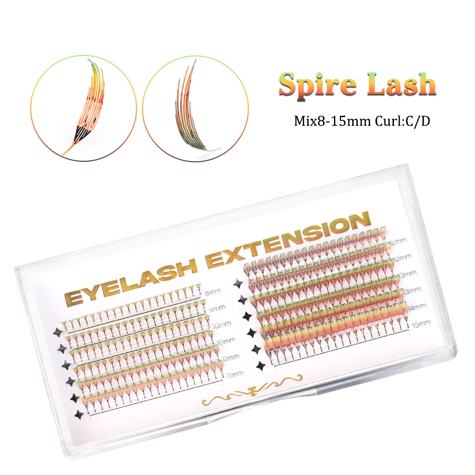 New Tinsel Premade Fans Eyelash Extension Holographic Anime Tower Tips Pro Made Eyelash Comic Feather Super Soft False Eyelashes