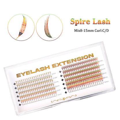 New Tinsel Premade Fans Eyelash Extension Holographic Anime Tower Tips Pro Made Eyelash Comic Feather Super Soft False Eyelashes