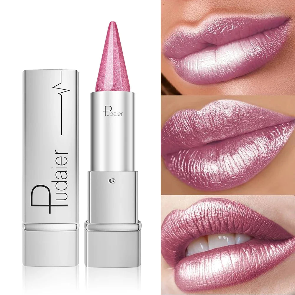 Pearlescent Sparkle Lipstick, Waterproof 24H Long Lasting, Lightweight Shiny Lip Makeup, Colorfast for Girls