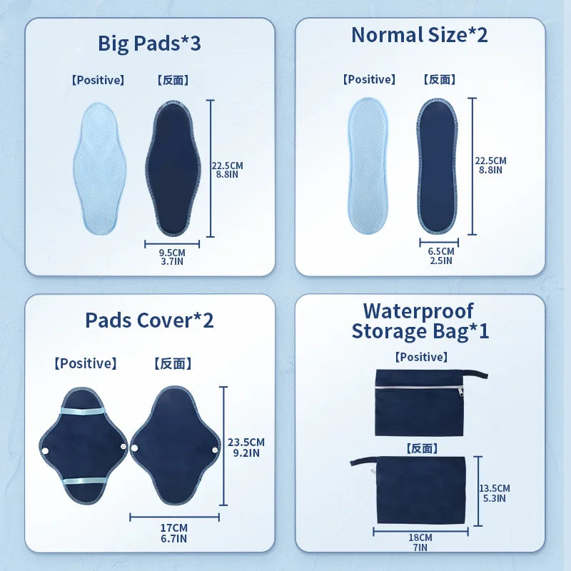 8Pcs Fleece Reusable Washable Menstrual Pads Leakproof Sanitary Pads Heavy Flow Postpartum Panty Liners for Elderly Incontinence