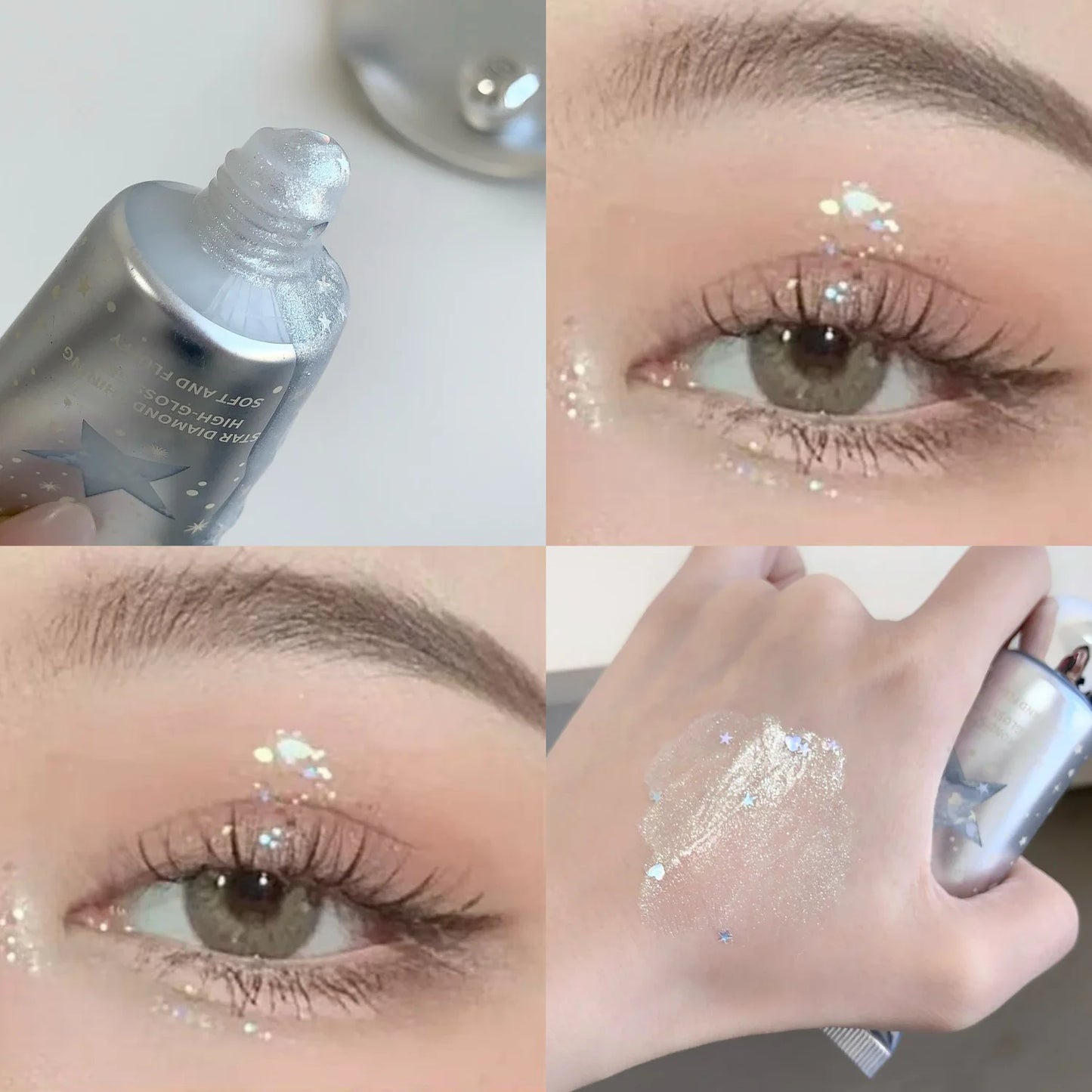 SHAQINUO Glittering Highlighter Gel with Glitter, Liquid Eyeshadow for Atmosphere Sense Makeup Brightening and Highlighting.
