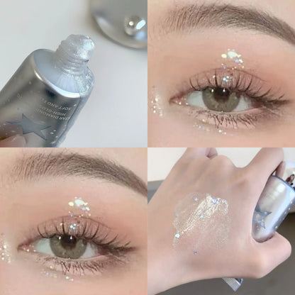 SHAQINUO Glittering Highlighter Gel with Glitter, Liquid Eyeshadow for Atmosphere Sense Makeup Brightening and Highlighting.
