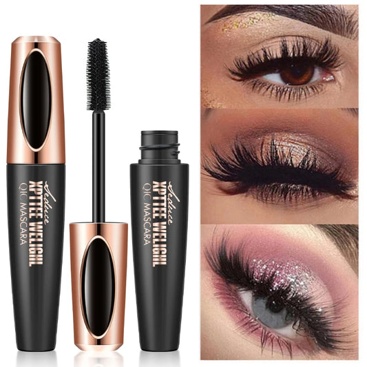 Black 4D Fiber Mascara Thick Lengthening Volumizing Waterproof Sweatproof Long Lasting Eyelash Extension Eye Makeup Cosmetics