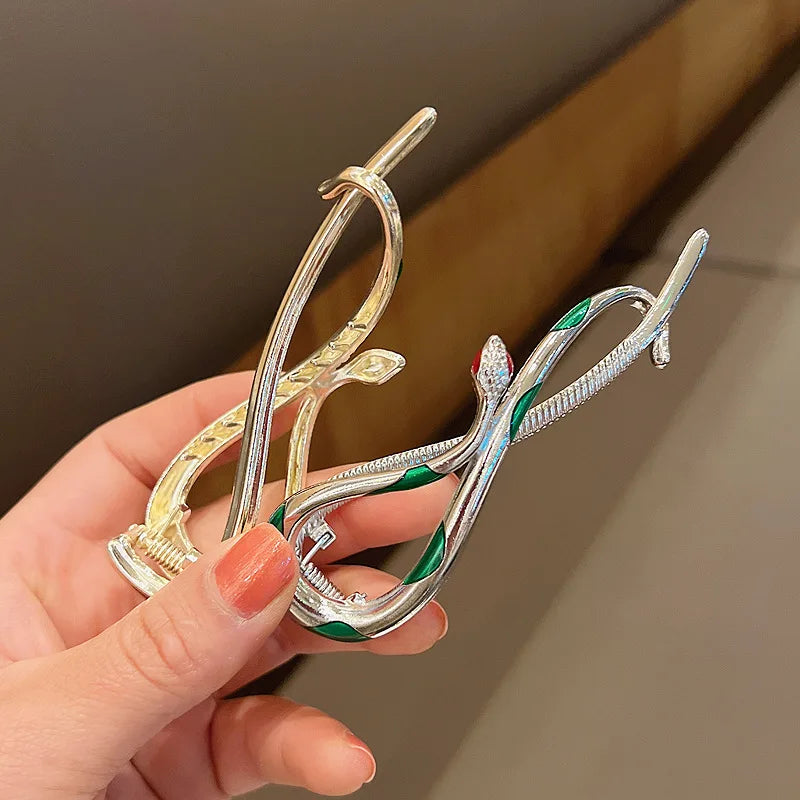 1pc Zinc Alloy Rhinestone Snake Hair Ornament, Retro Elegant High-End Hairpin, Four Seasons Personality Versatile Headwear, Suit