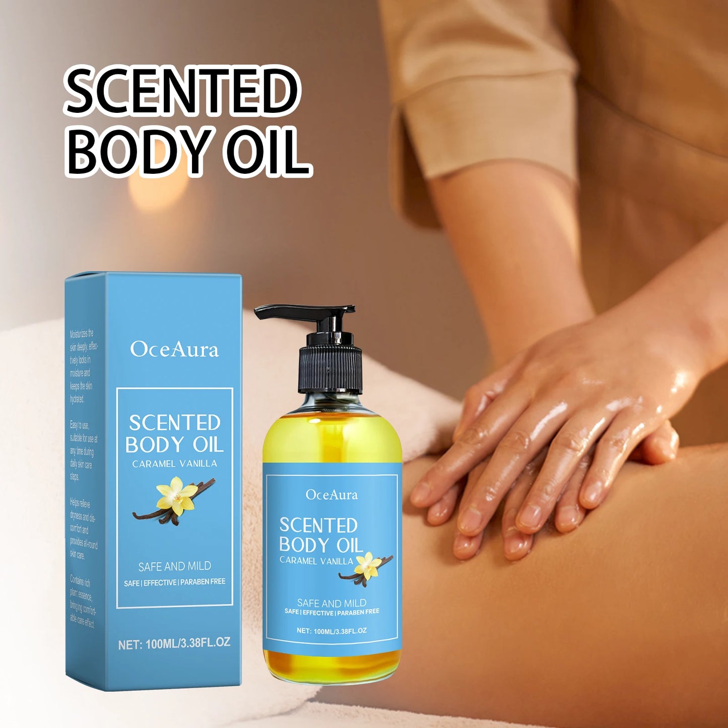 Caramel Vanilla Body Massage Oil Improve Moisturizing Relieve Stress Muscle Relaxing Body SPA Lasting Scent Body Essential Oils