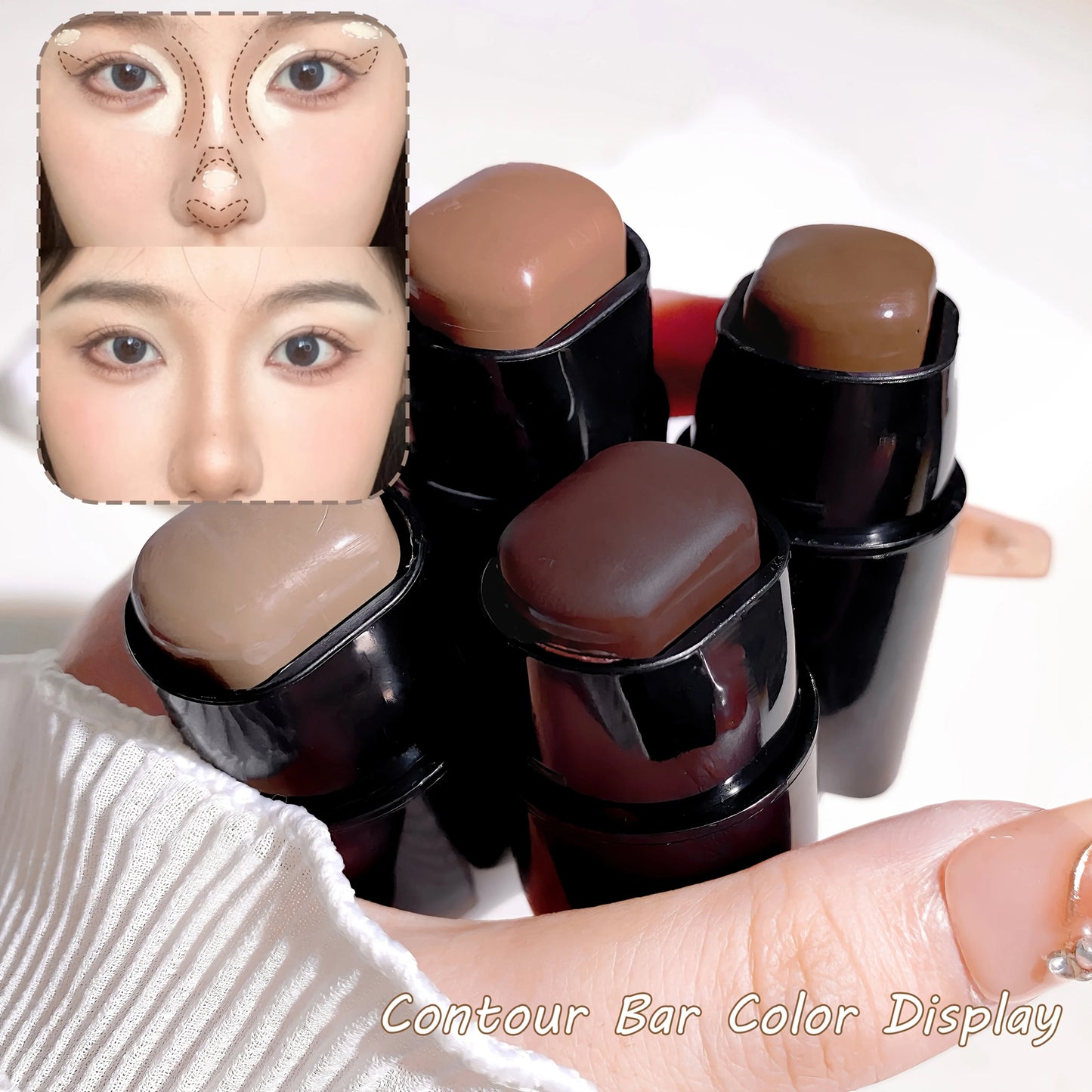 4pcs Multifunctional Highlight & Contouring Stick-Buildable Coverage Highlighter, Concealer, Contour Beige, Brown, Pink, Bronze
