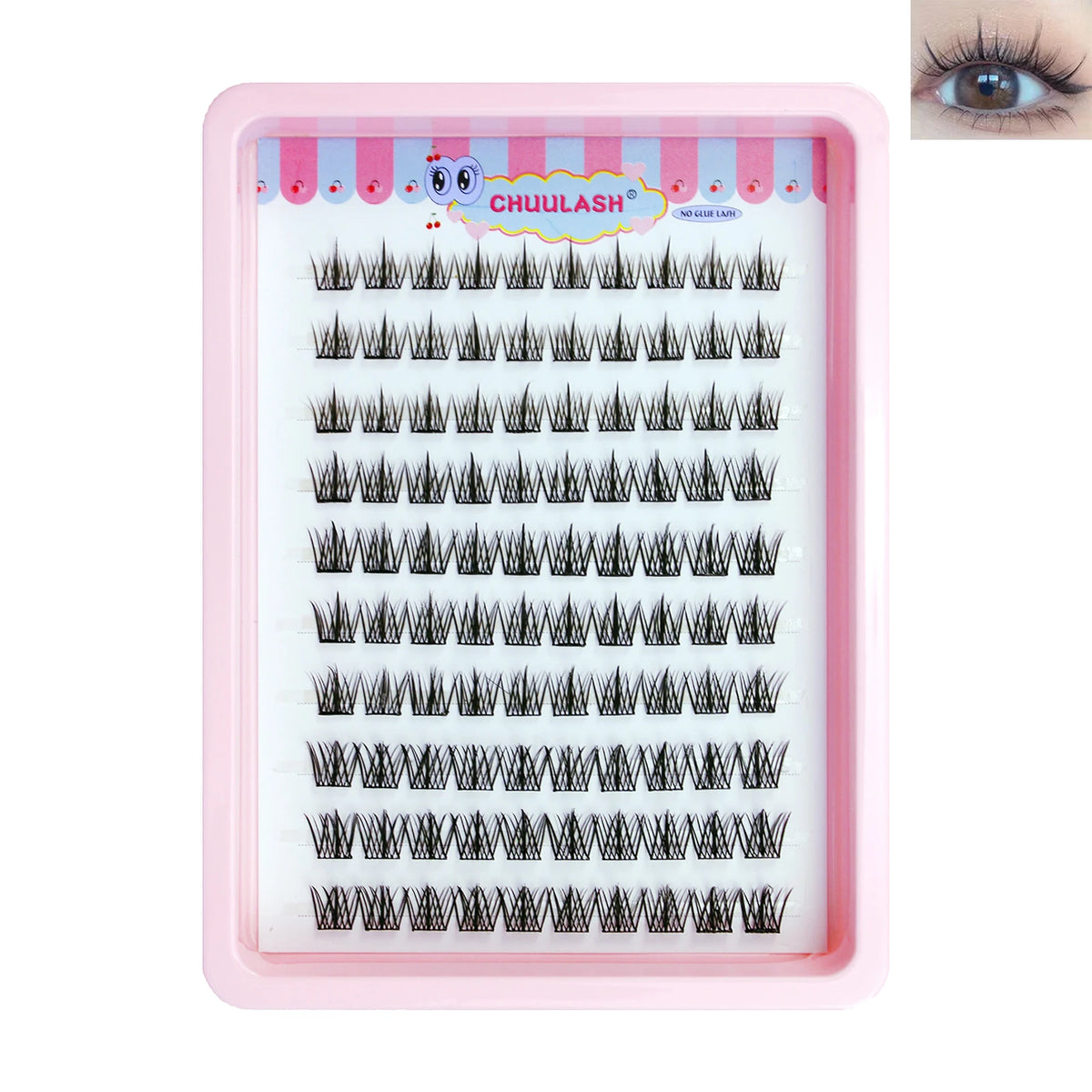 10 Rows Cat Eye Single Cluster Fake Eyelashes Natural Cosplay Makeup False Eyelashes Self-adhesive Natural Wispy Lash Extension