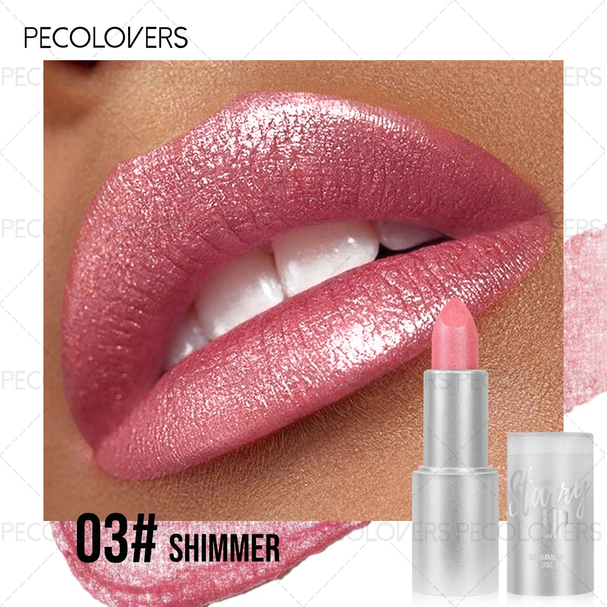 1PC Glitter Pearl, Various Shades, Cream Texture, Non-stick Cup, Sparkling Lipstick, Suitable for Christmas, Halloween Makeup