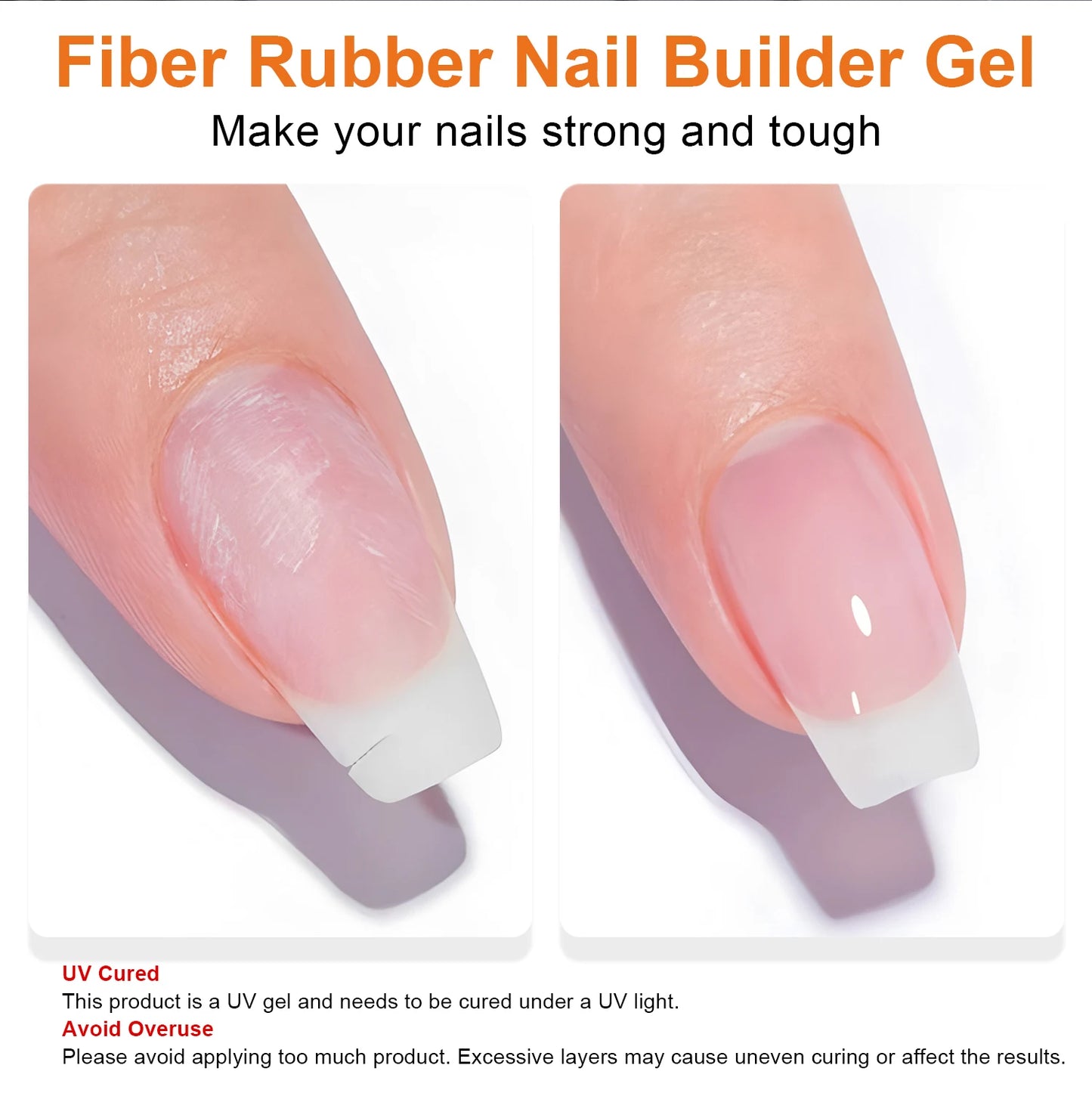 TWOING 15g Fiber Rubber Base Gel For Broken Nail Repaired Fiberglass Clear Quick Building Soak Off UV Construction Gel