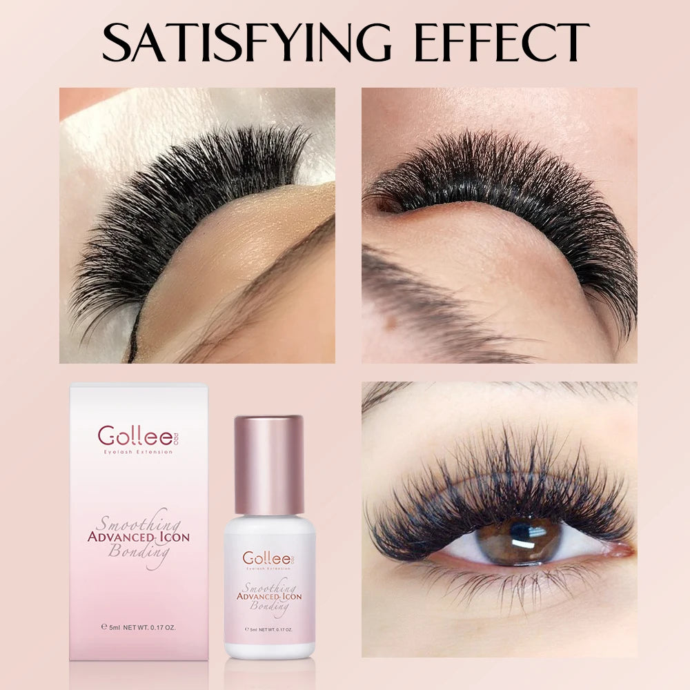 Gollee 1s Fast Dry Glue Lash Bonding Jelly Pink Eyelash Extension Glue Eyelash Adhesive Booster Cuticle Opening Accelerator tool