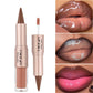 Brown Matte Lip Liner Lipstick Pencil Outlines Lip Contours 2-in-1 Mirror Glass Nude Brown Lip Gloss Makeup Waterproof Non Stick