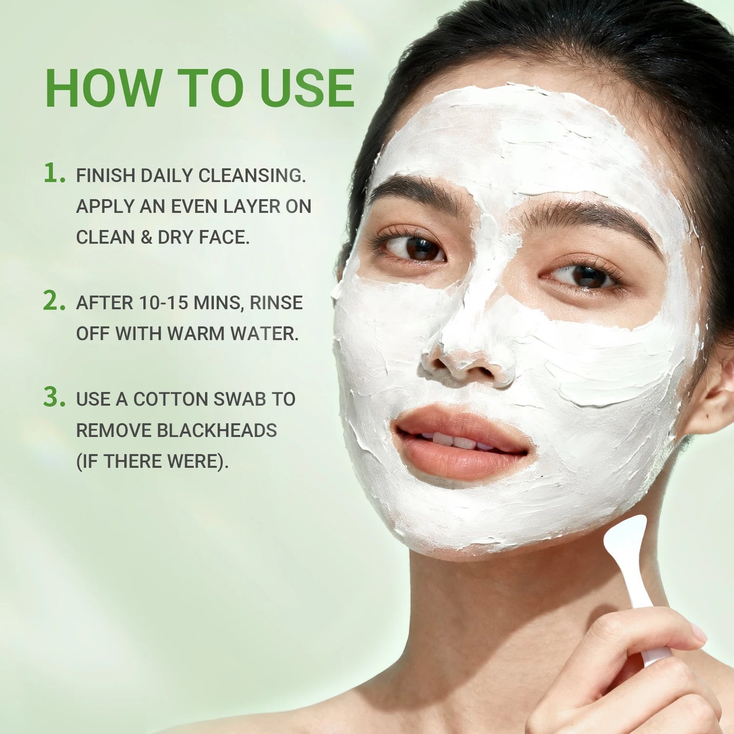 Dr.Leo White Clay Mask Black Heads Removal Deep Cleansing & Purifying Salicylic Acid Black Heads Removal Exfoliating Oil Control