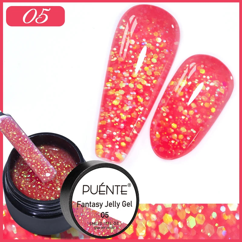 PUENTE Pearl Color Builder Nail Gel Polish Hema Free Shell Thread Glitter Nail Extension Semi-Permanent Construction Gel Varnish