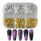 6 Grids Y2K Punk Metal Rivet Nail Charms Cone Mixed Sized Black Silver Gold Nail Art Studs 3D Stylish Alloy Spike Nails tool