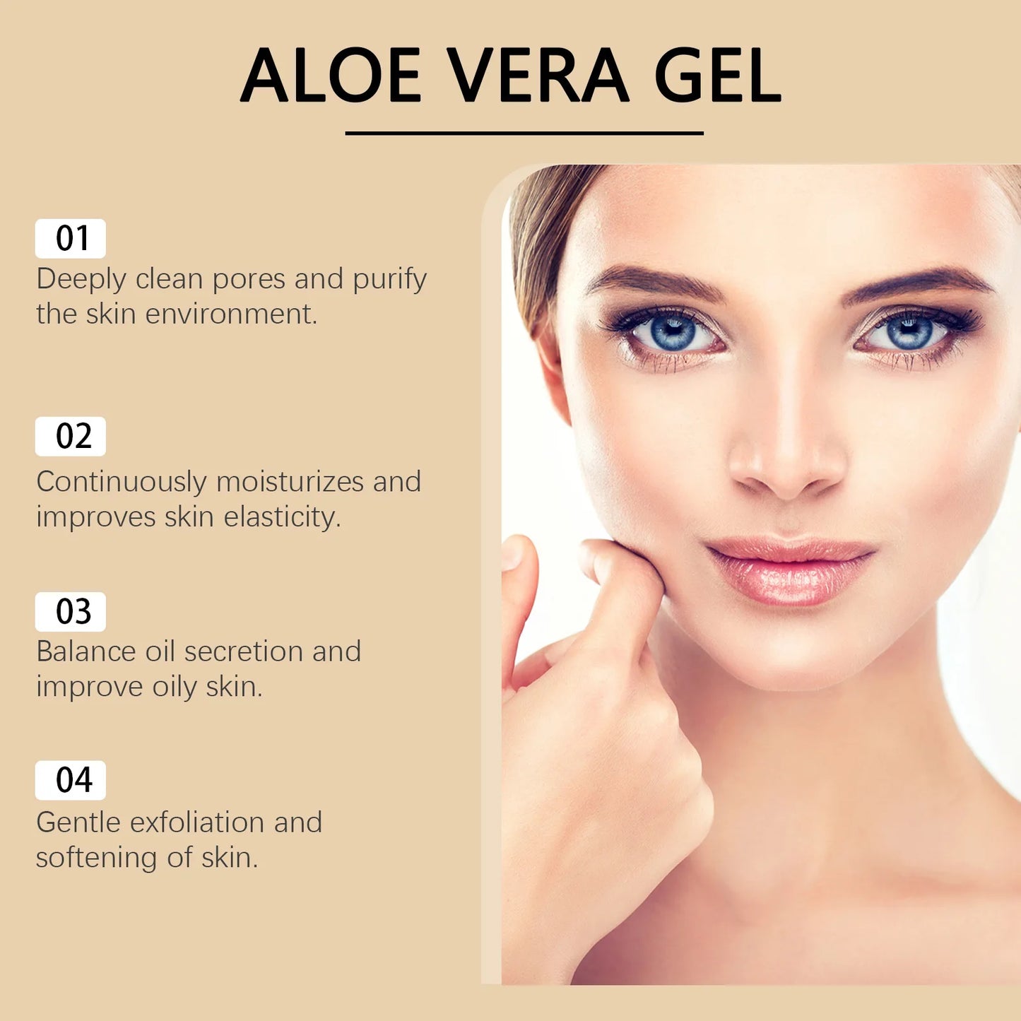 Aloe Vera Soothing Gel Deep Moisturizing Sunburn Repairing Improve Acne Relieve Redness Sensitive Skin Hydrating Facial Cream