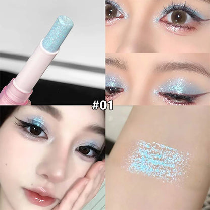 8 Colors Pearlescent Jelly Eyeshadow Stick Shimmer Brightening Highlighter Shadow Stick Waterproof Lasting Eyeshadow Makeup