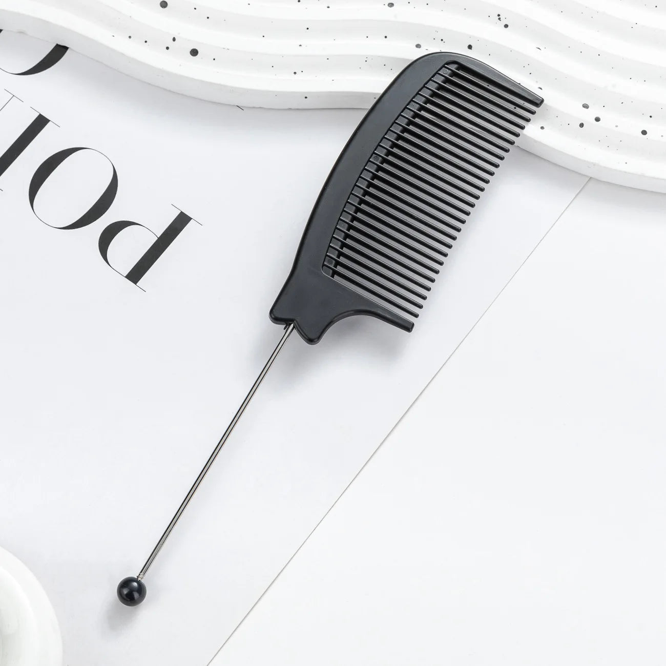 5pcs Plastic Beaded Hair Comb Anti-Static Rat Tail Combs Creative DIY Multi-color Beads Comb Hair Styling Accessories