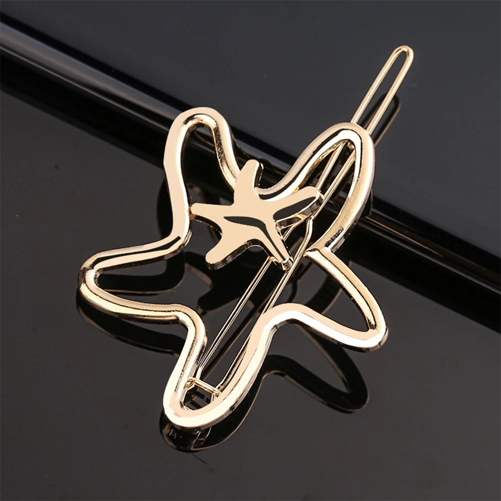 Triangle Moon Hairpin Fashion Women Metal Frog Clip Word Clip Elegant Star Round Barrette Alloy for Ladies Hair Accessories