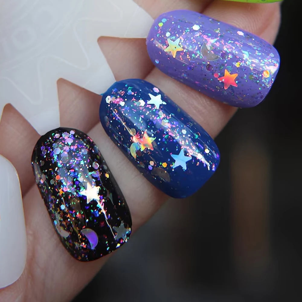 KODIES GEL Glitter Top Coat Gel Nail Polish 2 In 1 Semi Permanent  UV Stars Moon Halo Top Coat No Wipe Manicure Nail Art Sealer