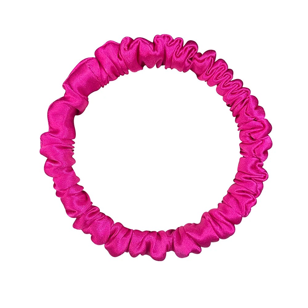 100% Real Mulberry Silk Skinnies Scrunchies Hair Bands Ties Gum Elastics Ponytail Holders No Damage for Women Girls 22 Momme 1CM