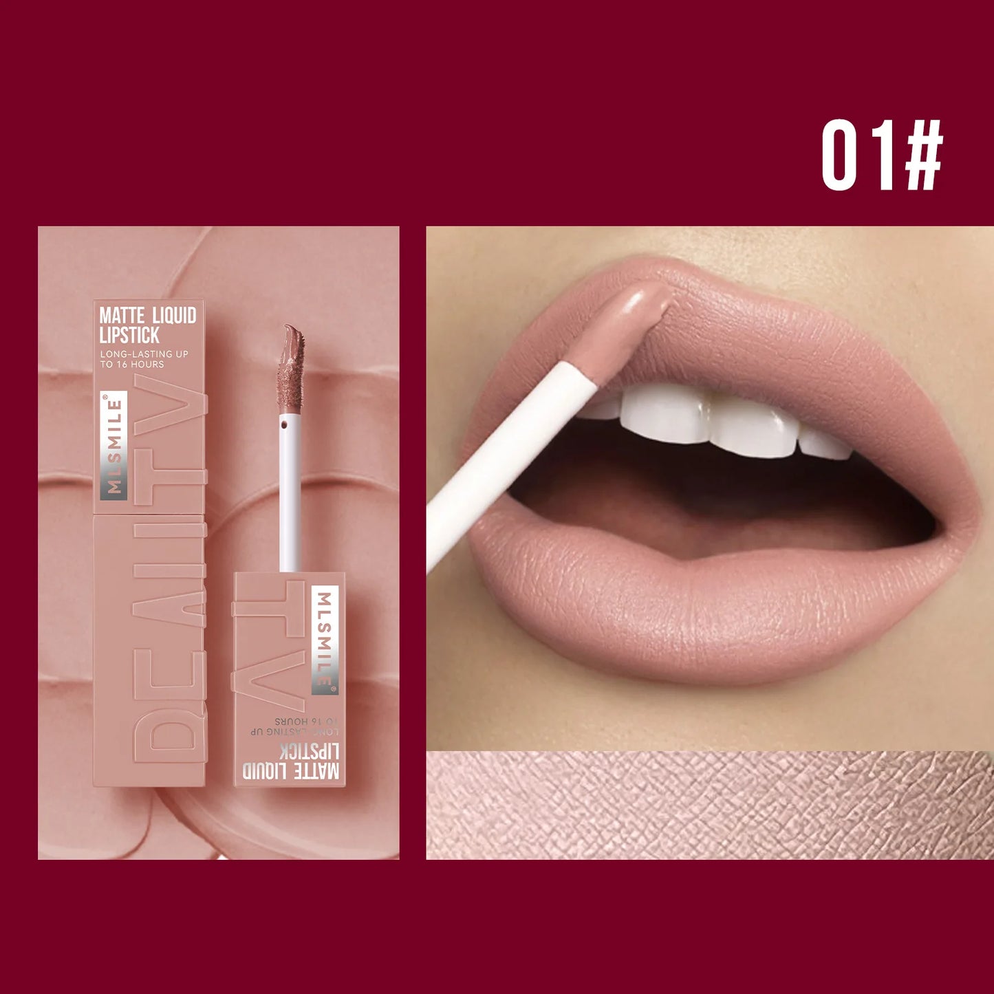 MLSMILE 6 Color Non-stick cup Velvet Satin Gloss Lip glaze Mist Liquid matte lipstick Waterproof long-lasting color liquid