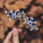 Vintage Blue Rhinestone Hair Comb Wedding Hair Accessories Bridal Hair Clip Headpiece Jewelry Bride Tiara Hair Ornament Gift