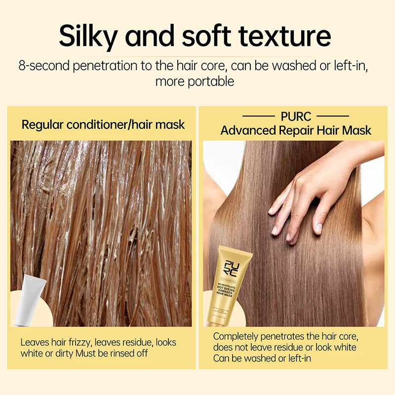 PURC 8 Seconds Repair Damaged Hair Mask Smoothing Soften Deep Conditioner Keratin Hair Treatment Strengthens Hair Care Product