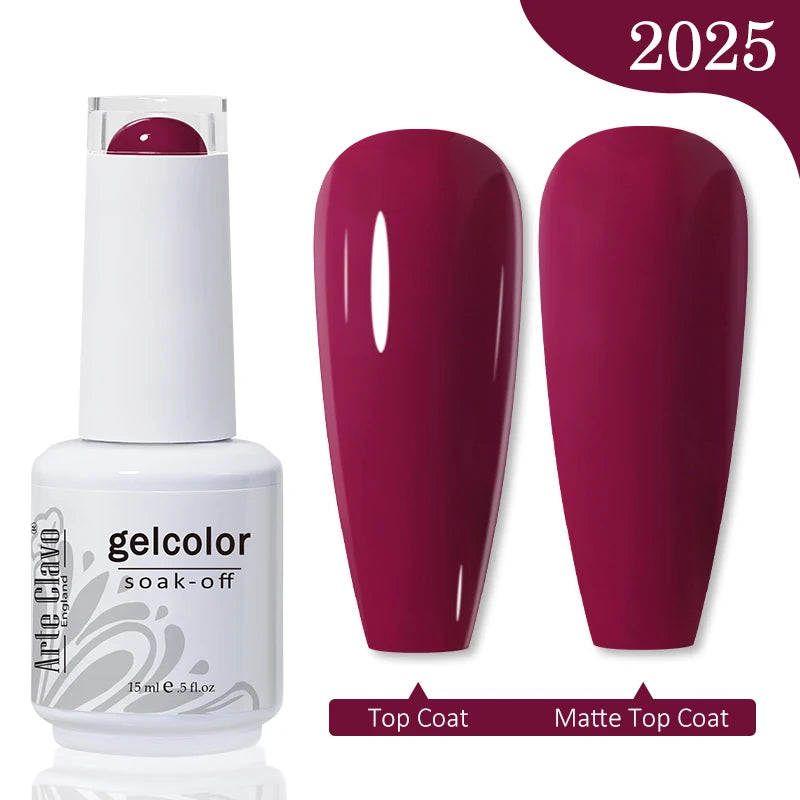 Arte Clavo 15ml Rose Red Pink Color Gel Nail Polish Autumn Winter Hot Sale Long Lasting Soak Off For Manicure Nail Art Gel