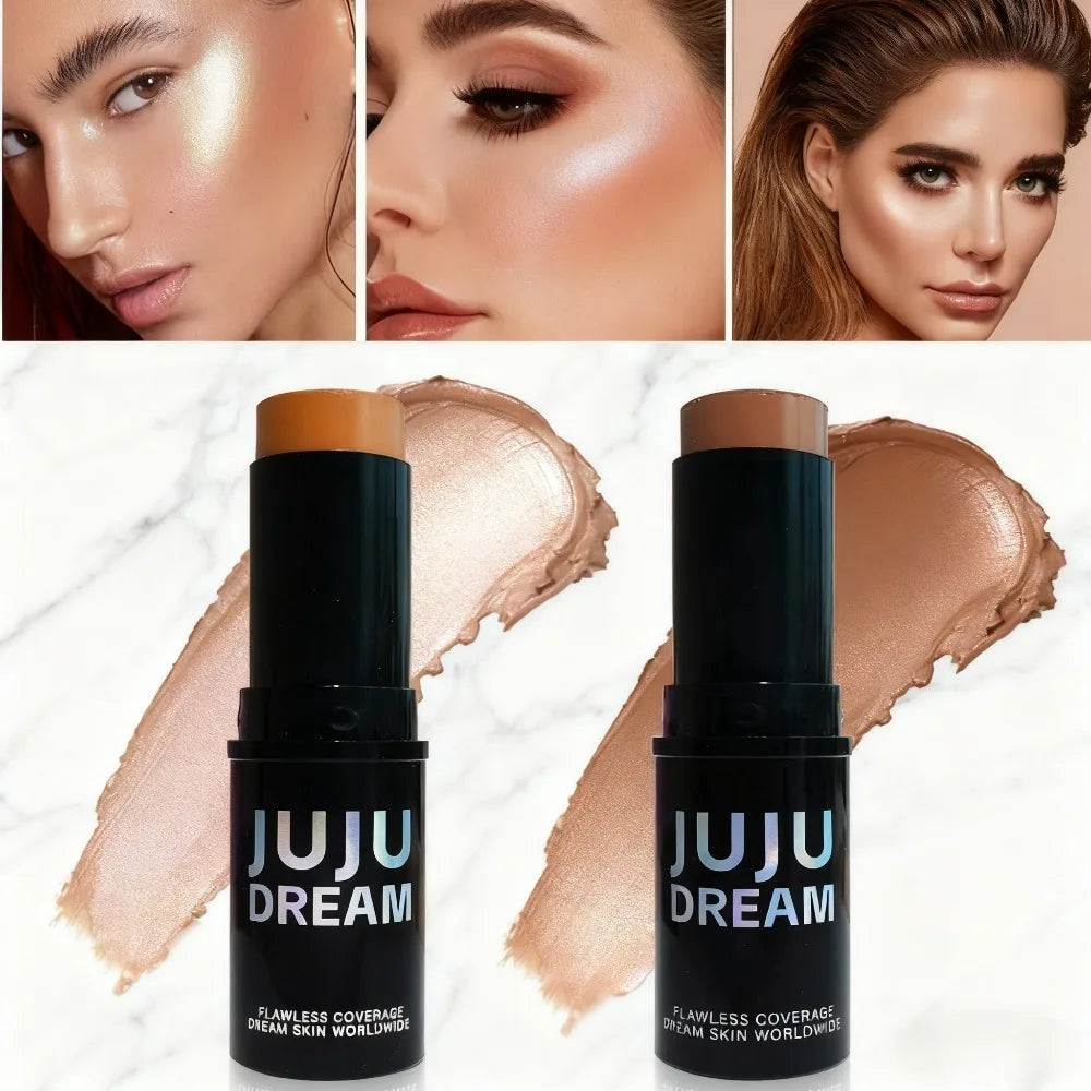 Multipurpose Face Highlighter Stick Natural Blush Cream Concealer Contouring Makeup Easy Blendable for Festive Gifts