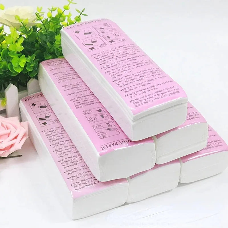 20Pcs/100Pcs Hair Removal Wax Paper Nonwoven Cloth Body Leg Arm Wax Band Hair Removal Epilator Depilation Strip Waxing Tape Roll