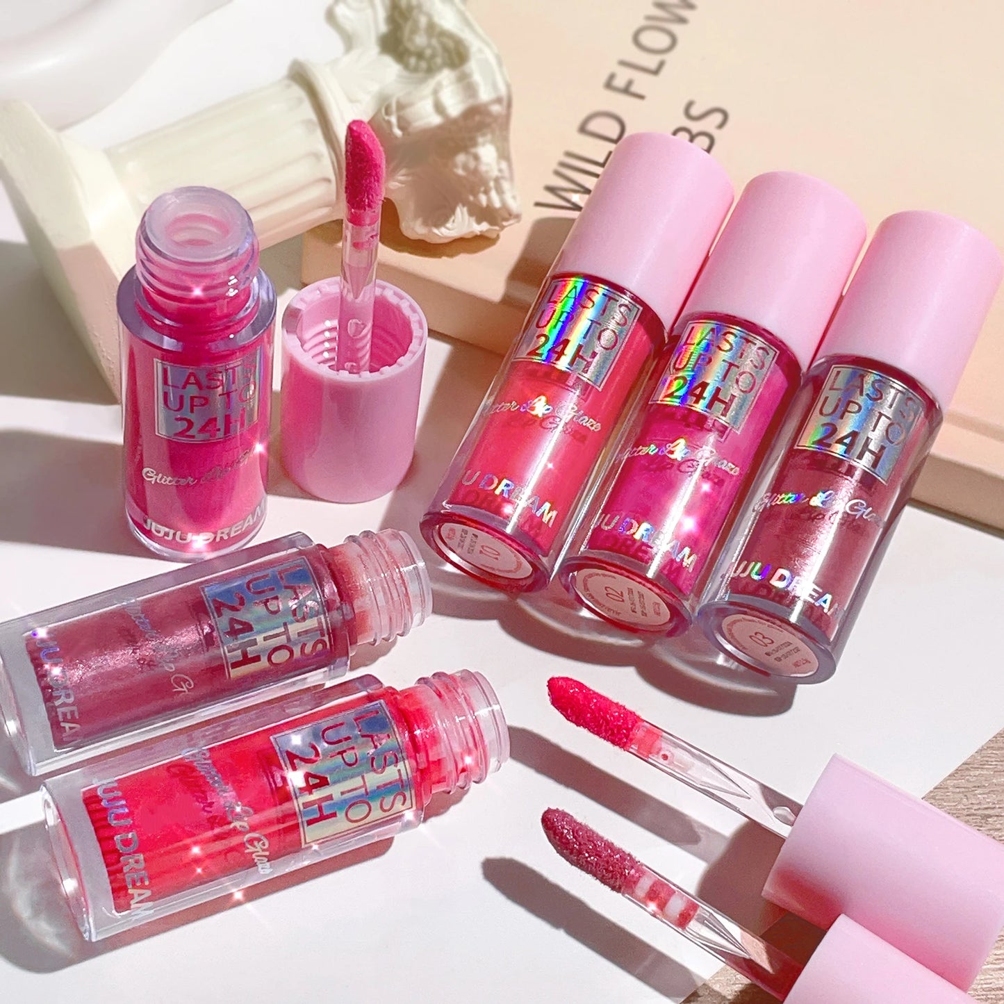 Christmas color-changing shiny lip gloss, long-lasting moisturizing non-stick cup, plump lips cosmetic lip glaze lipstick