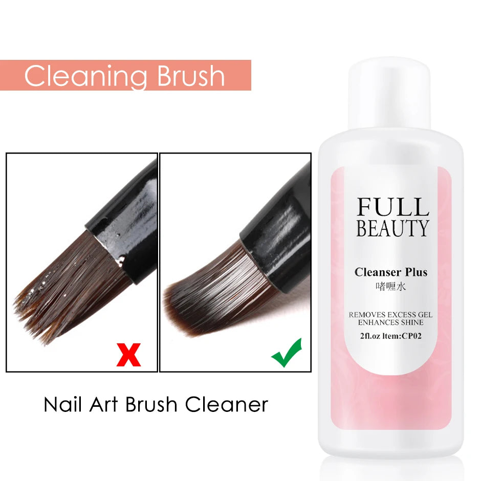 60ml Surface Sticky Layer Nails Degreaser Solution Excess Gel Polish Remover Liquid Cleanser Plus Manicure Solvent Tool Supplies