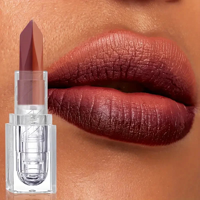 Soft Matte Two-Tone 2-in-1 Lipstick Long-Lasting Glitter and Matte Lipstick Lip Gloss is Not Easy to Fade.Perfect Romantic Lip G