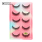 3D Faux Mink Lashes X05 Fluffy Wispy False Eyelashes 5Pairs Reusable Soft Volume Eyelashes Natural Look for Daily & Party Makeup