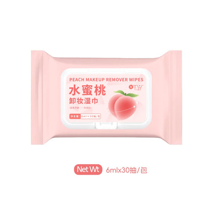 Peach makeup remover wet wipes remove facial makeup, cleanse the skin, refresh and remove makeup