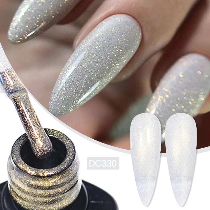 7ml Champagne Gold Sliver Reflective Nail Gel Polish Sparkling Shining Glitter Pink Red Nail Supplies Semi Permanent Gel Varnish
