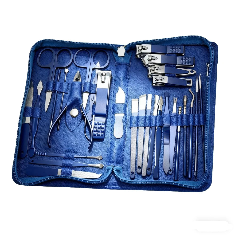 30pcs Blue Red Gradient Nail Clipper Set Nail File Remover Tool tainless Steel Manicure Tool Kit with Storage Box Gifts