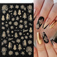 5pcs Sparkling Gold Glitter Christmas Nail Stickers Shiny Snowflake Xmas Tree Deer Polish Sliders Winter New Year Nail Art Decal