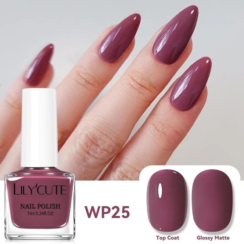 LILYCUTE 7ml Dark Red Nail Polish Water-based Colorful Glitter Sequins Air Dry No Need Cure Nail Art Supplies Gorgeous Color