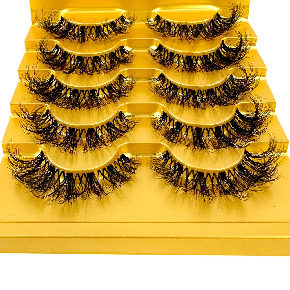 5pairs Mink Eyelashes Invisible Band Lash Extension Natural False Eyelashes Cross Cluster Fairy 3D Faux Big Eye Long Fake Lashes