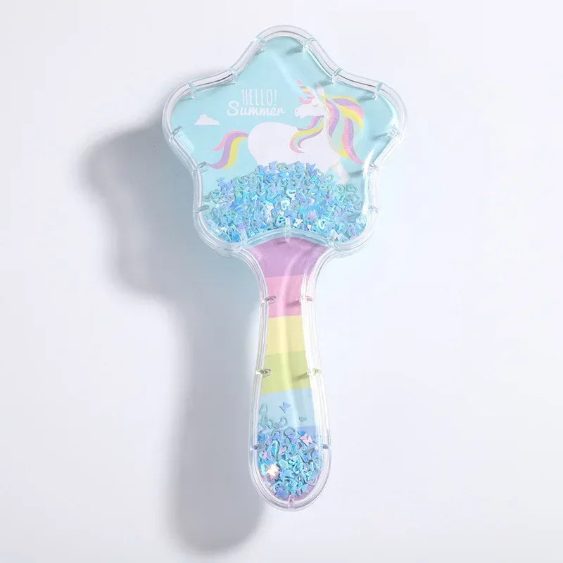 New Cartoon Air Cushion Massage Comb Star Shape Sequins Quicksand Anti-knot Combs for Baby Kids Comb for Curly Hair