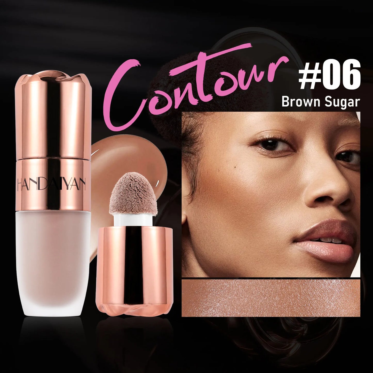 Liquid Highlighter Stick Rose Glow 3D Contour Effect Long Lasting Face Body Makeup Soft Sponge Tip Easy Apply