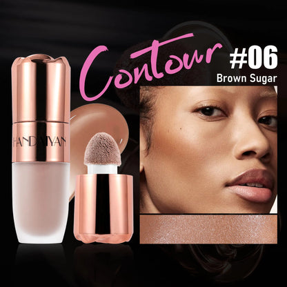 Liquid Highlighter Stick Rose Glow 3D Contour Effect Long Lasting Face Body Makeup Soft Sponge Tip Easy Apply